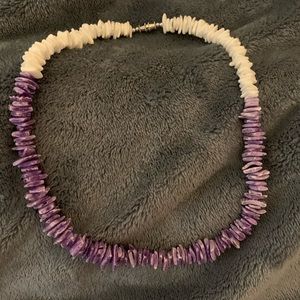 Purple and white Puka Shell necklace
